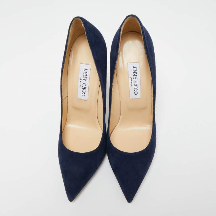 Pre Owned Jimmy Choo Blue Suede Abel Pointed Toe Pumps Size 40