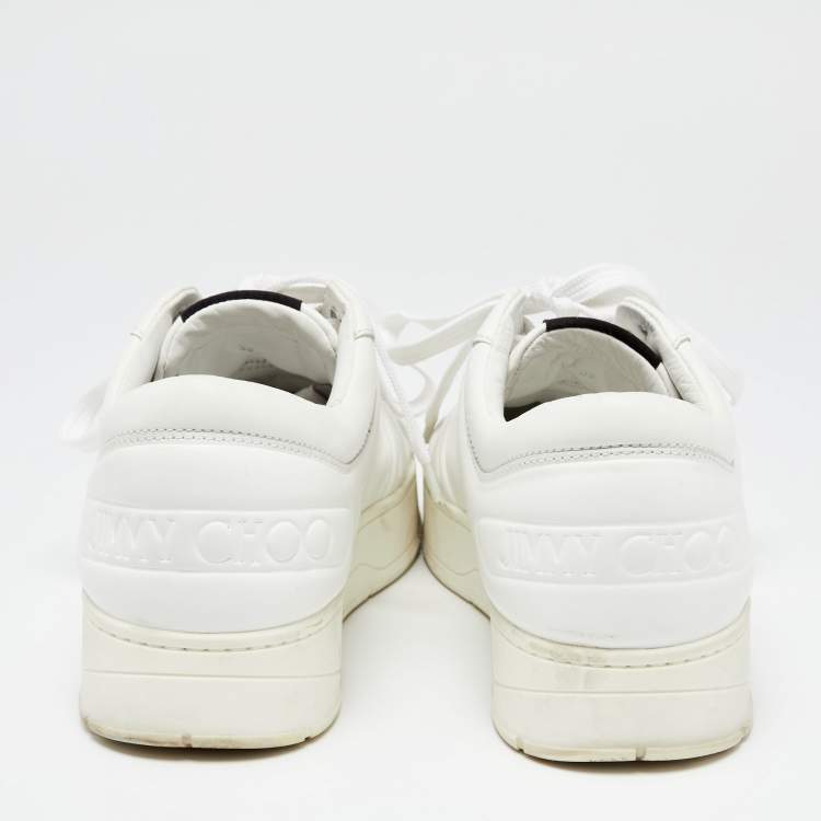 مملوكة مسبقًا Jimmy Choo White Leather Studded Hawaii/F Low Top Sneakers Size 39