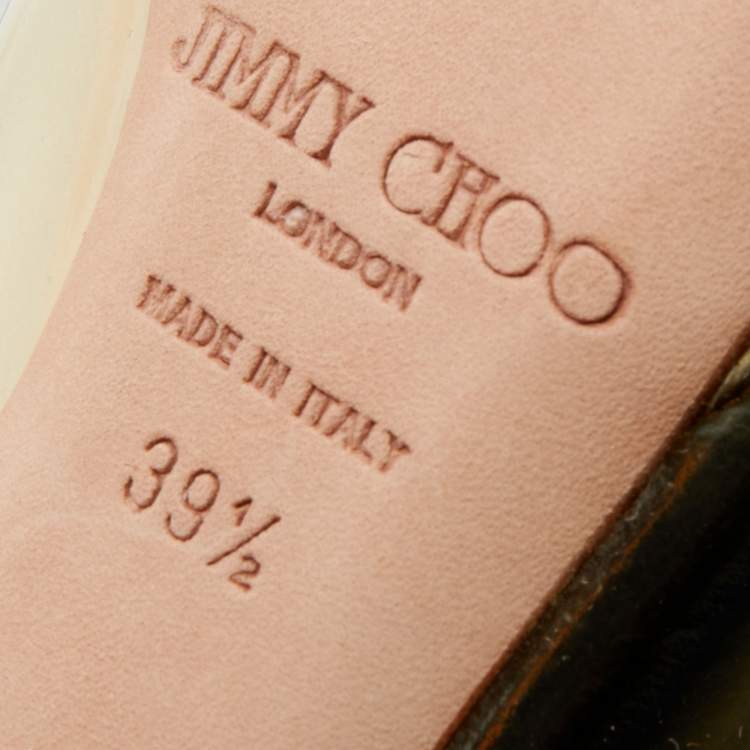 Pre Owned Jimmy Choo Gold Metallic Leather Clue Platform Slingback Sandals Size 39.5
