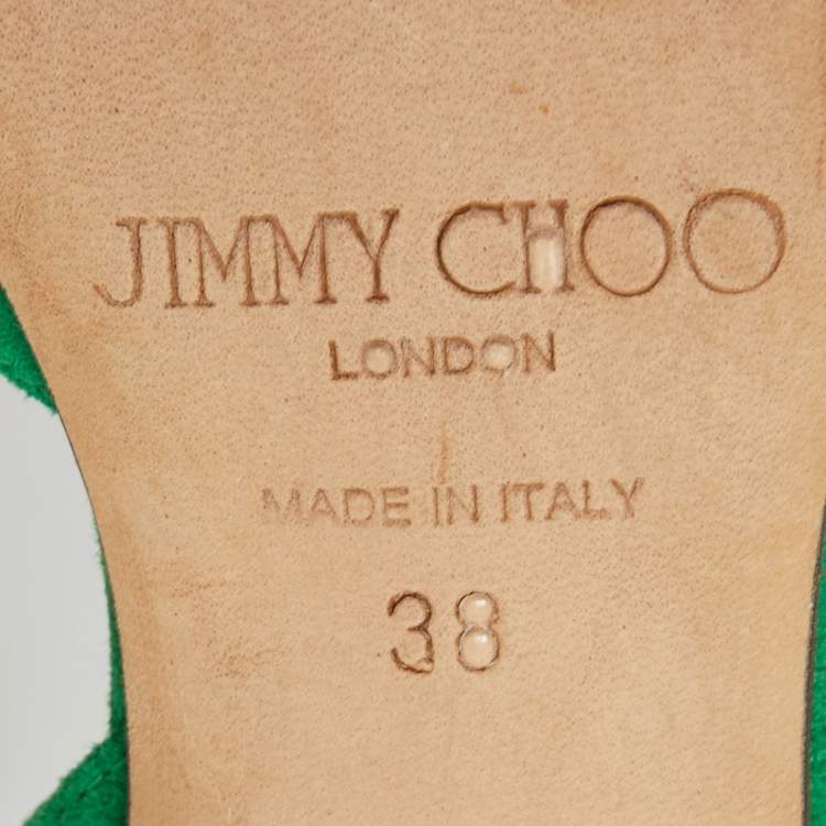 Pre Owned Jimmy Choo Green Suede Slingback Pumps Size 38
