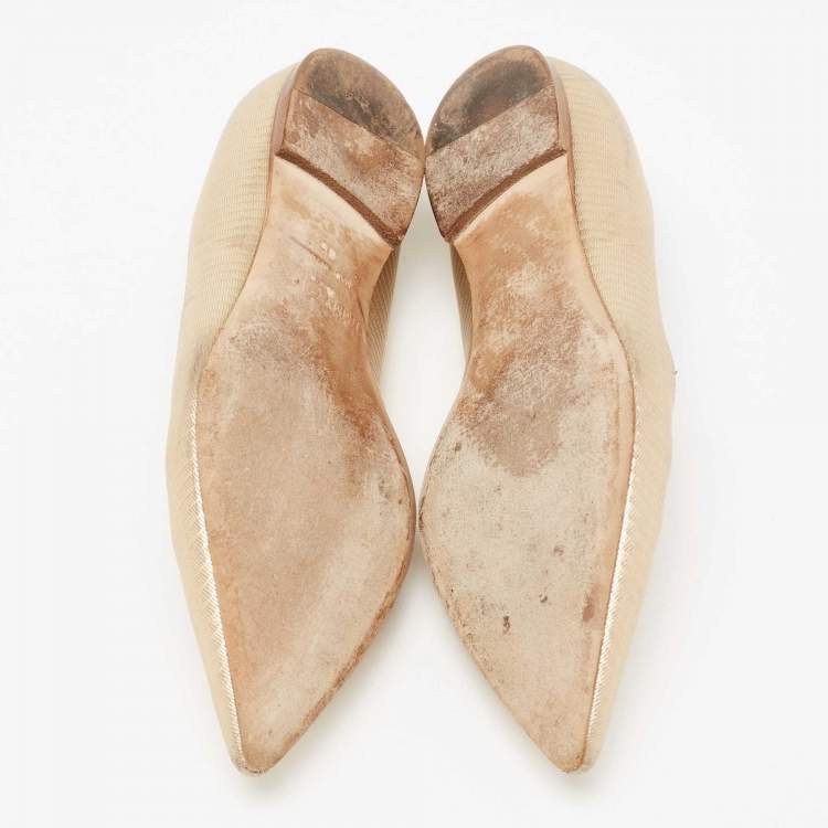 Pre Owned Jimmy Choo Gold Leather Pointed Toe Ballet Flats Size 36 