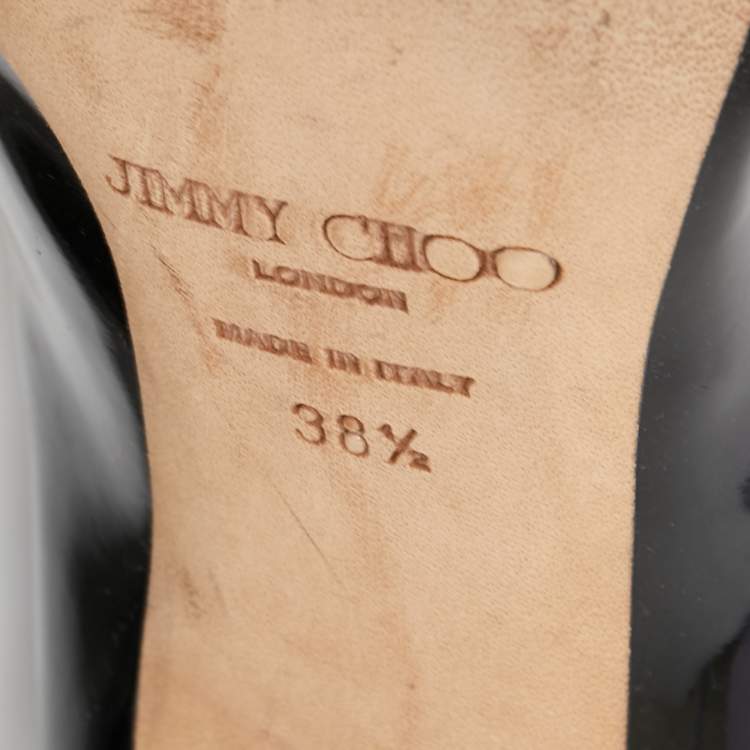 Pre Owned Jimmy Choo Black Patent Leather Pointed Toe Pumps Size 38.5