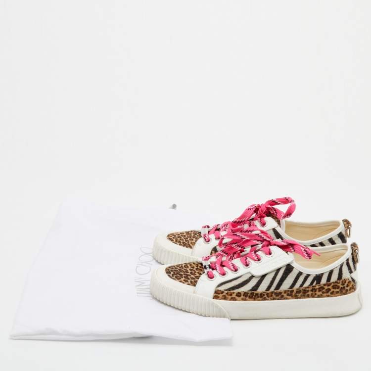 Pre Owned Jimmy Choo Multicolor Animal Print Calf Hair And Leather Impala  Low Top Sneakers Size 40