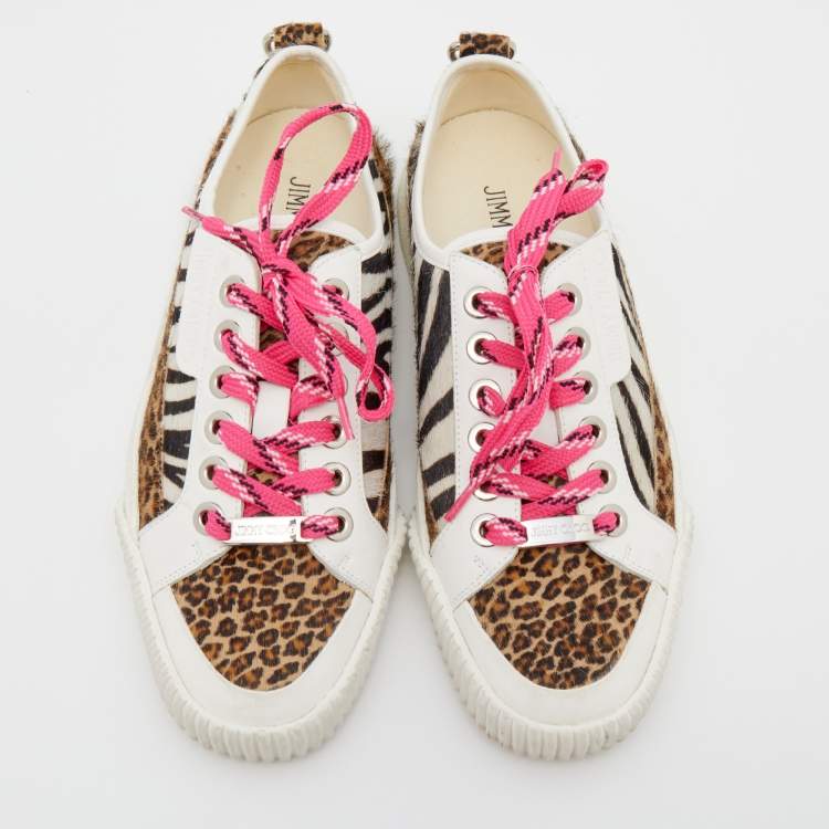 Pre Owned Jimmy Choo Multicolor Animal Print Calf Hair And Leather Impala  Low Top Sneakers Size 40