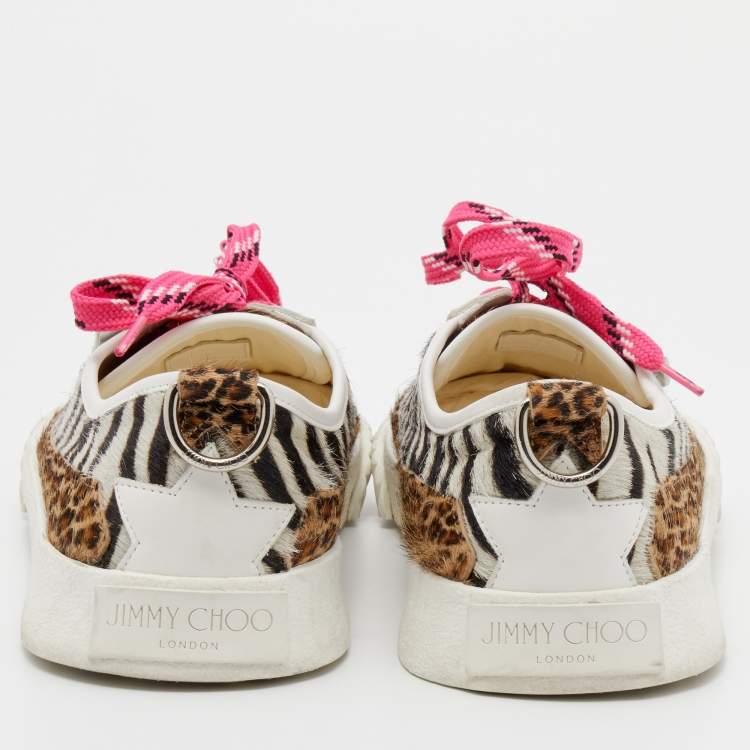 Pre Owned Jimmy Choo Multicolor Animal Print Calf Hair And Leather Impala  Low Top Sneakers Size 40