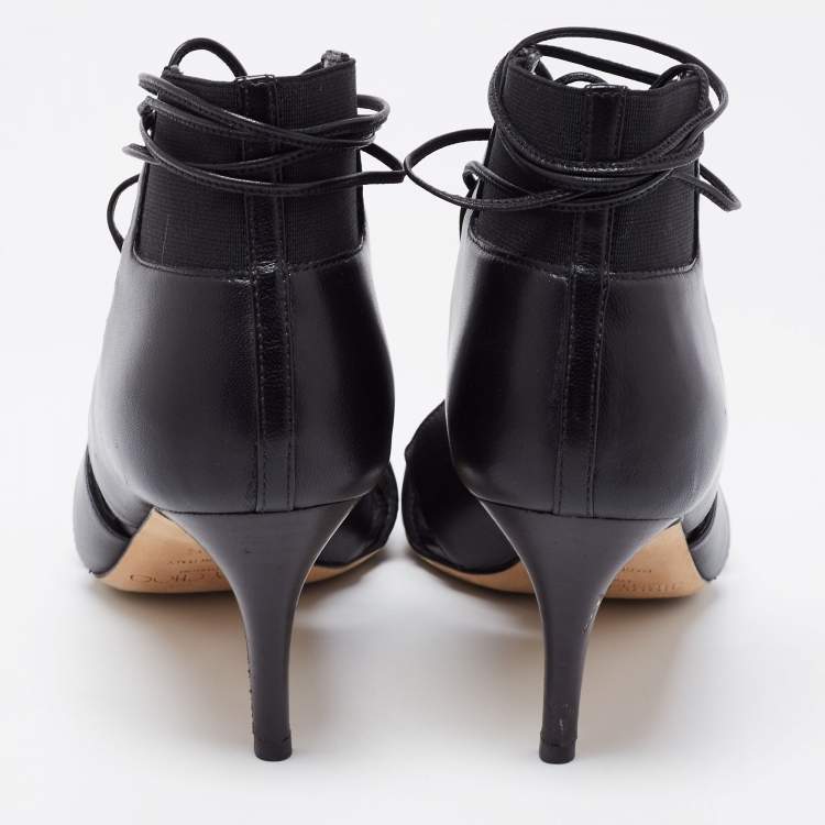 Pre Owned Jimmy Choo Black Leather Myrtle 65 Lace Up Sandals Size 35.5