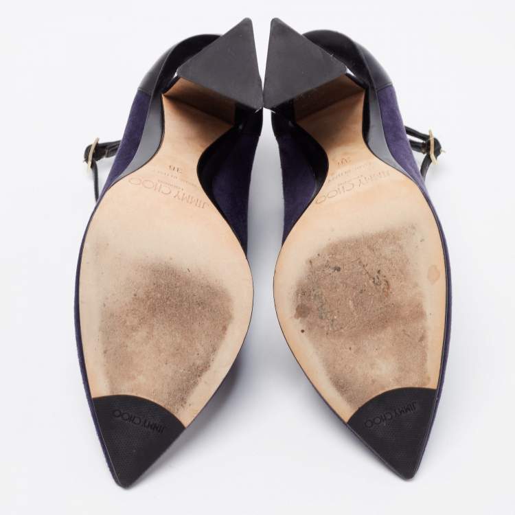 مملوكة مسبقًا Jimmy Choo Midnight Blue/Black Suede and Leather Vanish Ankle-Strap Booties Size 36