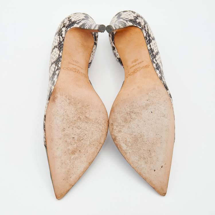 Pre Owned Jimmy Choo Black/White Patent Leather And Python Embossed Leather D'orsay Pumps Size 40.5