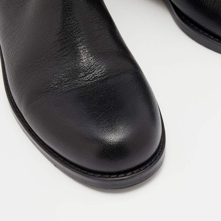 مملوكة مسبقًا Jimmy Choo Black Leather Deron Over The Knee Boots Size 38.5