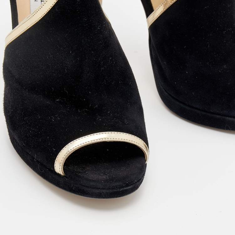 Pre Owned Jimmy Choo Black Suede Fey Back Ankle Strap Sandals Size 40