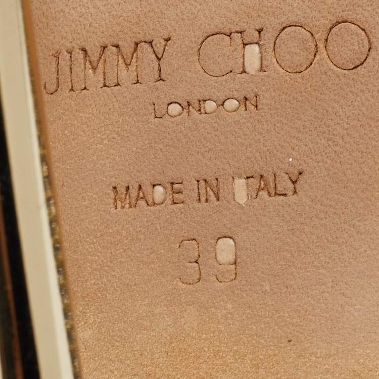 Pre Owned Jimmy Choo Gold Glitter Platform Sandals Size 39