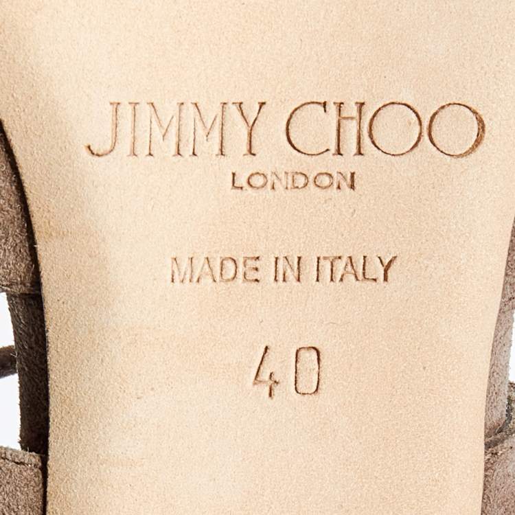 Pre Owned Jimmy Choo Dark Khaki Suede Myrtle Ankle Wrap Sandals Size 40