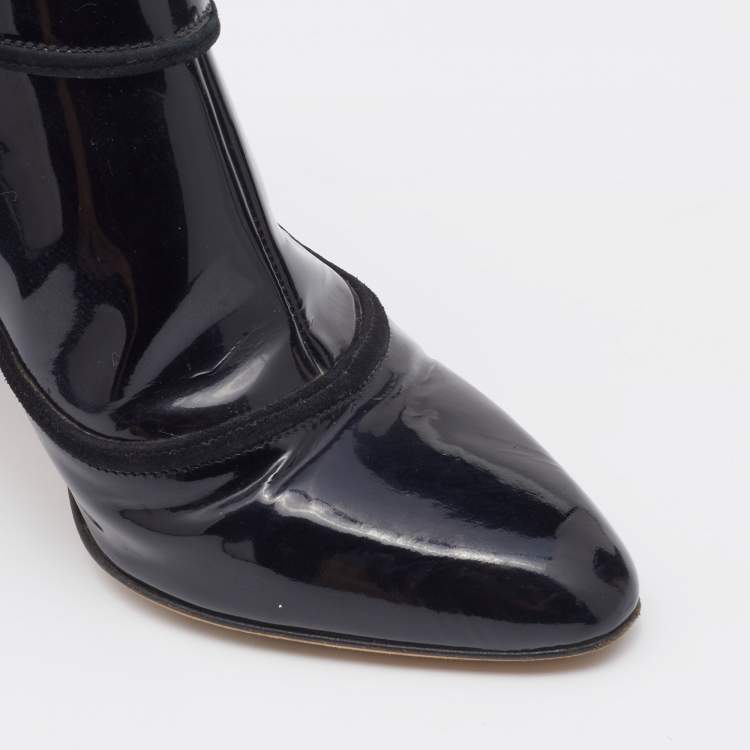 Pre Owned Jimmy Choo Black Patent Leather Chicago Ankle Boots Size 40