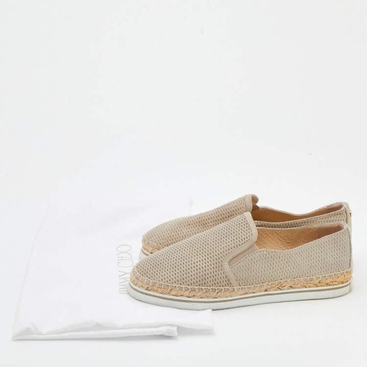 Pre Owned Jimmy Choo Beige Canvas Dawn Slip on Espadrille Size 41