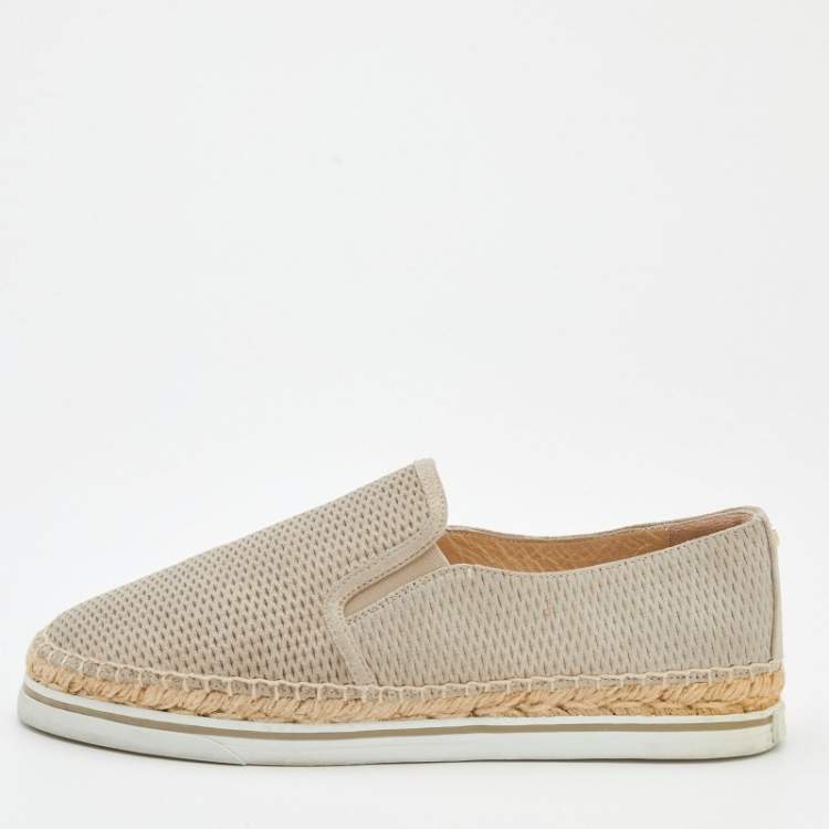 Pre Owned Jimmy Choo Beige Canvas Dawn Slip on Espadrille Size 41