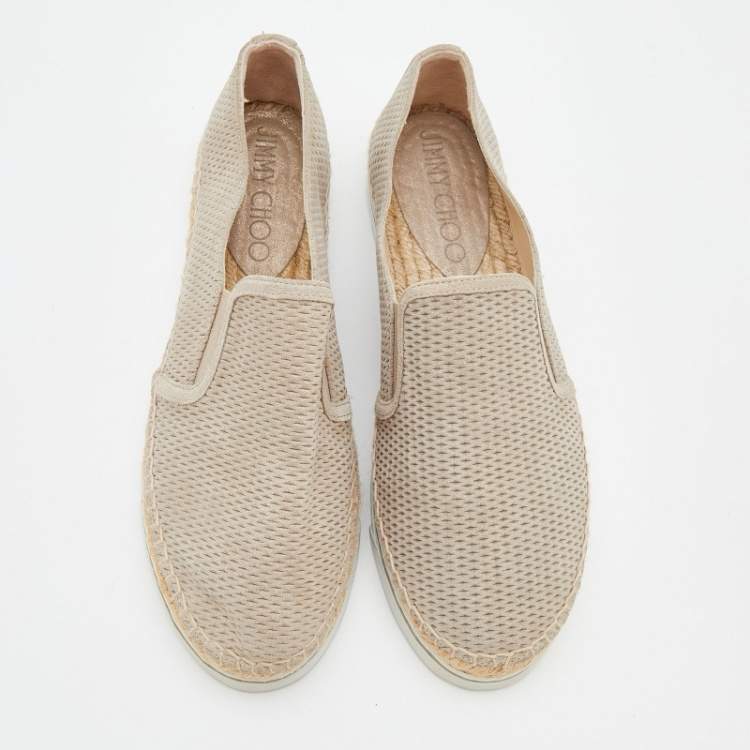 Pre Owned Jimmy Choo Beige Canvas Dawn Slip on Espadrille Size 41