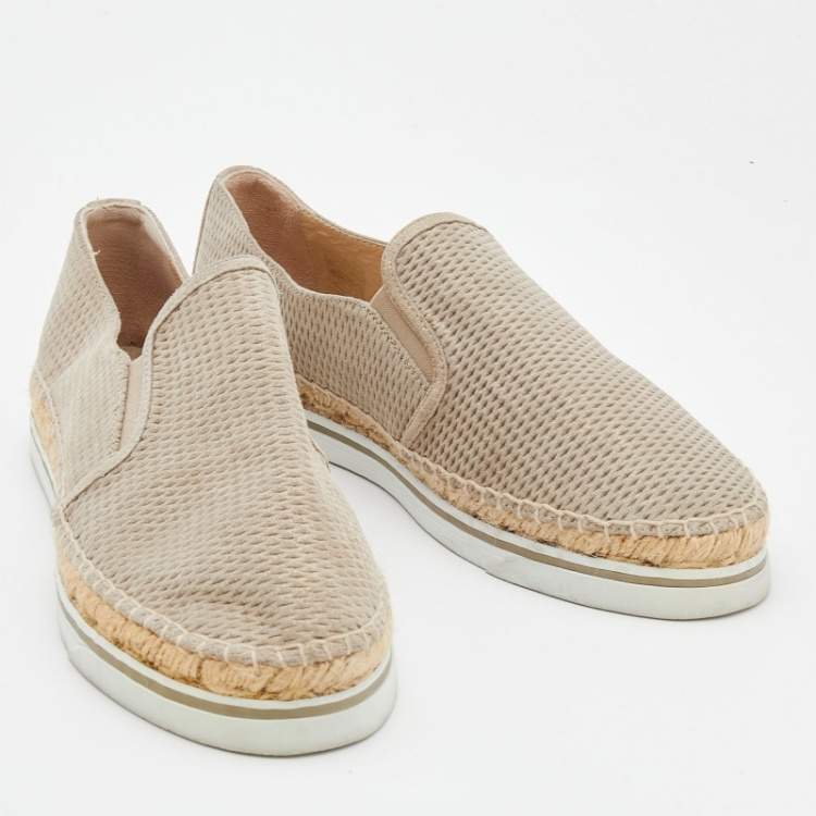Pre Owned Jimmy Choo Beige Canvas Dawn Slip on Espadrille Size 41