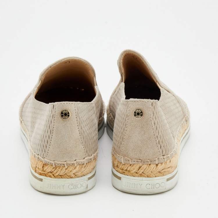 Pre Owned Jimmy Choo Beige Canvas Dawn Slip on Espadrille Size 41