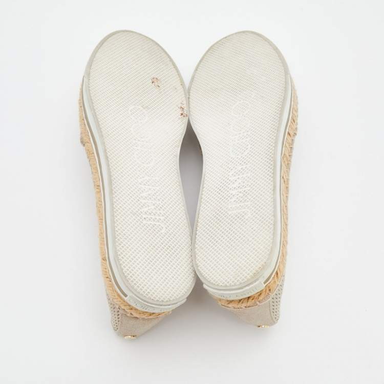 Pre Owned Jimmy Choo Beige Canvas Dawn Slip on Espadrille Size 41