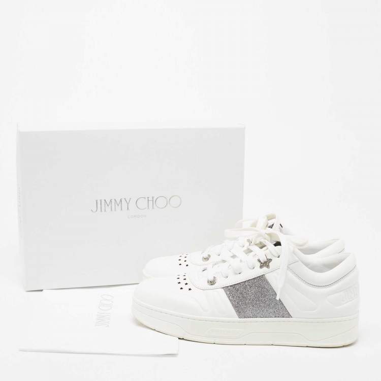 Pre Owned Jimmy Choo White Leather Hawaii Lace Up Sneakers Size 40