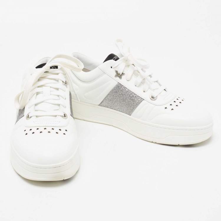 Pre Owned Jimmy Choo White Leather Hawaii Lace Up Sneakers Size 40