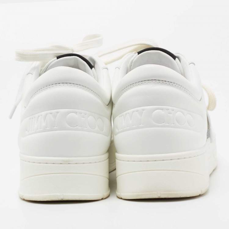 Pre Owned Jimmy Choo White Leather Hawaii Lace Up Sneakers Size 40
