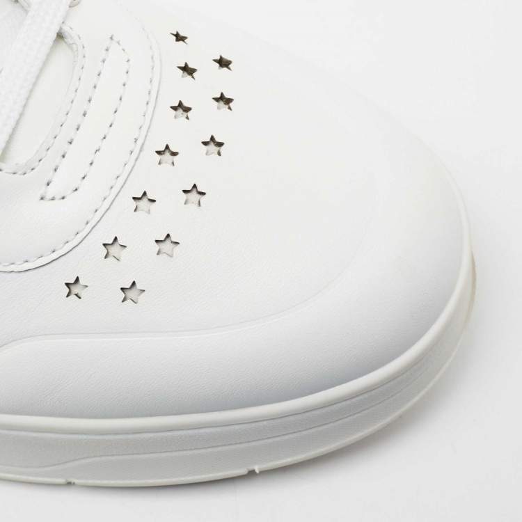 Pre Owned Jimmy Choo White Leather Hawaii Lace Up Sneakers Size 40