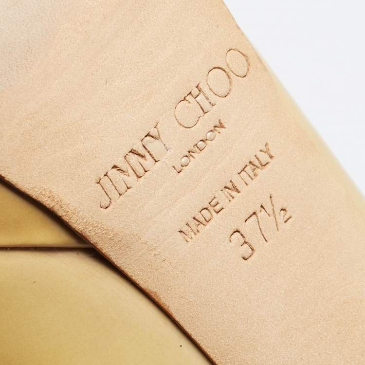 Pre Owned Jimmy Choo Light Yellow Patent Leather Cosmic Platform Pumps Size 37.5