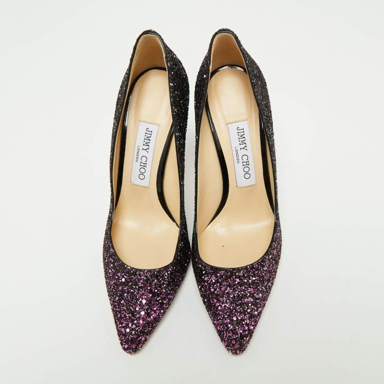 مملوكة مسبقًا Jimmy Choo Two Tone Coarse Glitter Romy  Pumps Size 36.5