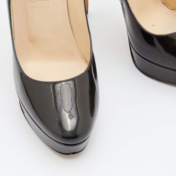 مملوكة مسبقًا Jimmy Choo Dark Brown Patent Leather Alex Platform Pumps Size 37.5