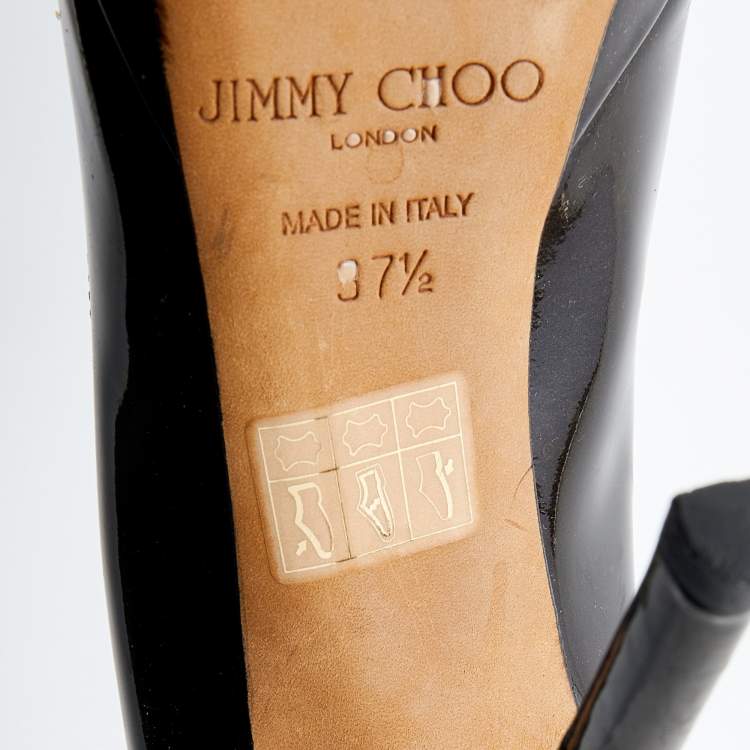 مملوكة مسبقًا Jimmy Choo Dark Brown Patent Leather Alex Platform Pumps Size 37.5