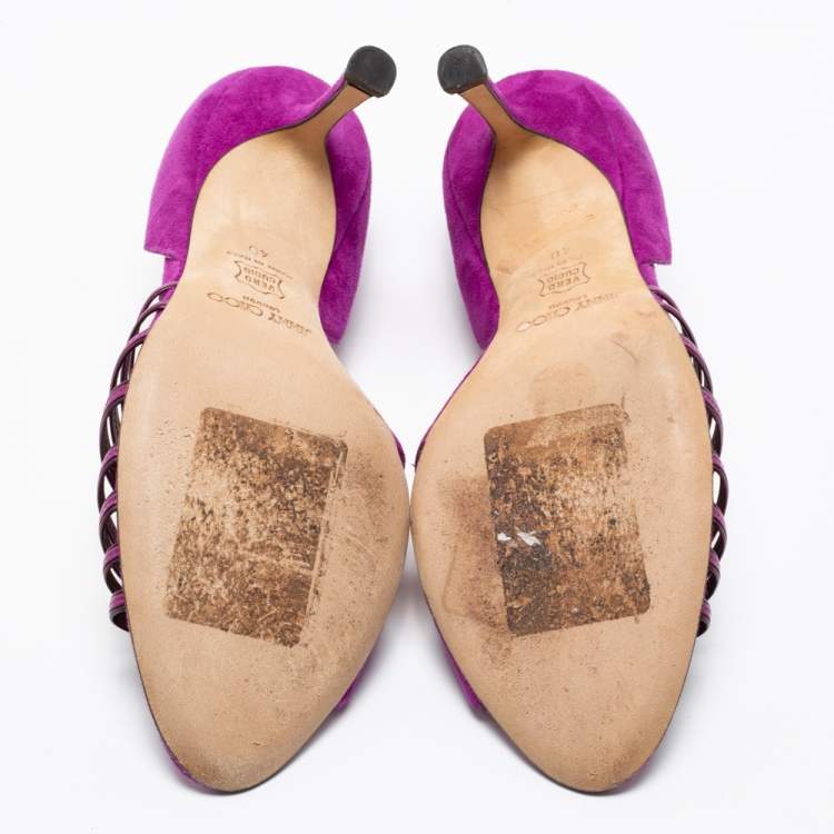 Pre Owned Jimmy Choo Purple Suede And Patent Leather D'orsay Sandals Size 40