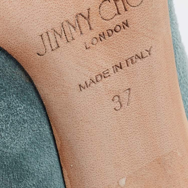 Pre Owned Jimmy Choo Green Suede Romy Pumps Size 37