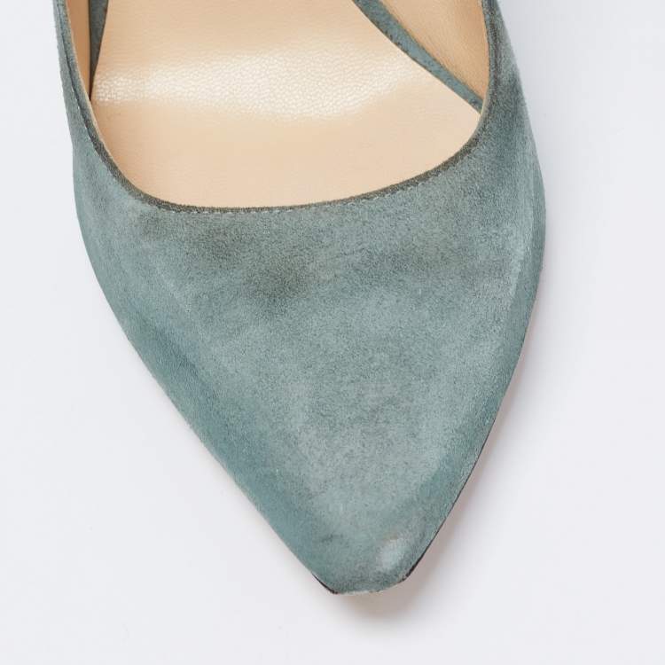 Pre Owned Jimmy Choo Green Suede Romy Pumps Size 37