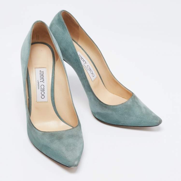 Pre Owned Jimmy Choo Green Suede Romy Pumps Size 37