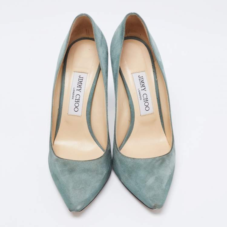 Pre Owned Jimmy Choo Green Suede Romy Pumps Size 37