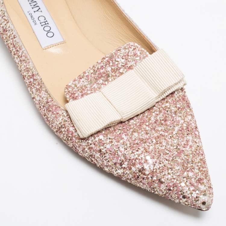Pre Owned Jimmy Choo Multicolor Glitter Gala Ballet Flats Size 38.5
