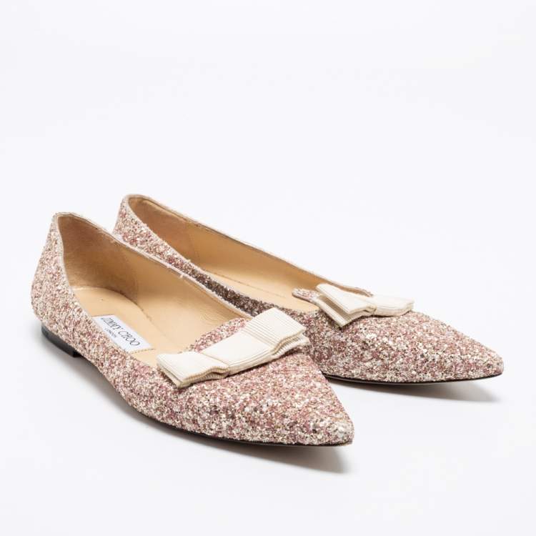 Pre Owned Jimmy Choo Multicolor Glitter Gala Ballet Flats Size 38.5