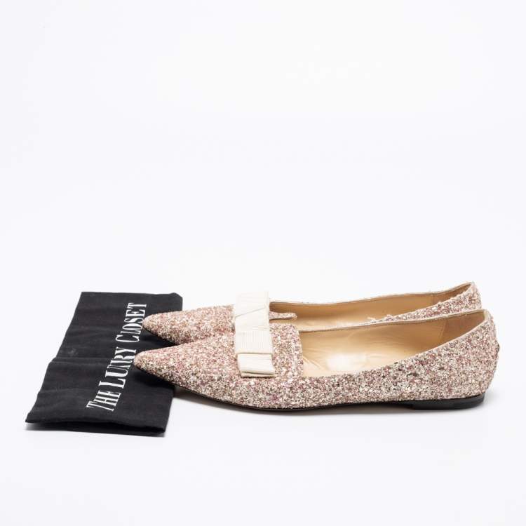 Pre Owned Jimmy Choo Multicolor Glitter Gala Ballet Flats Size 38.5