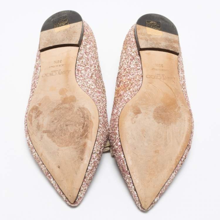 Pre Owned Jimmy Choo Multicolor Glitter Gala Ballet Flats Size 38.5