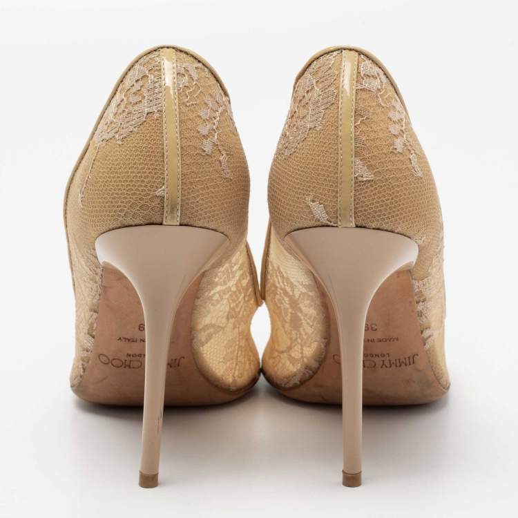 Pre Owned Jimmy Choo Beige Lace Abel Pumps Size 39