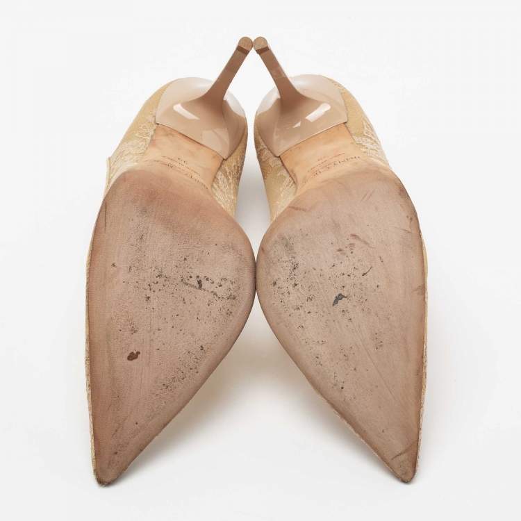 Pre Owned Jimmy Choo Beige Lace Abel Pumps Size 39