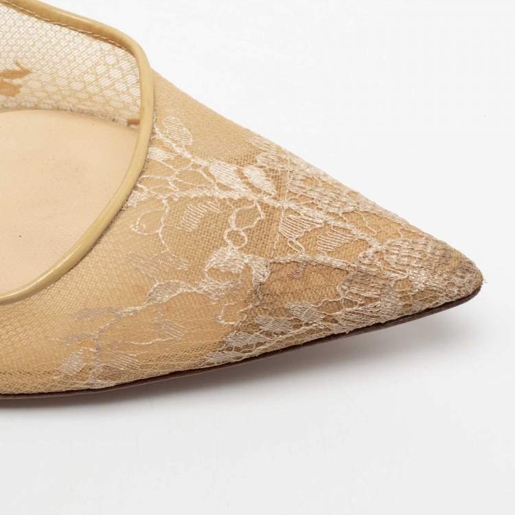 Pre Owned Jimmy Choo Beige Lace Abel Pumps Size 39