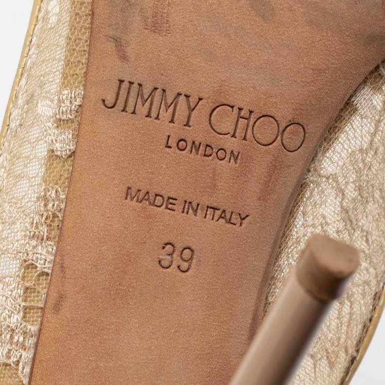 Pre Owned Jimmy Choo Beige Lace Abel Pumps Size 39