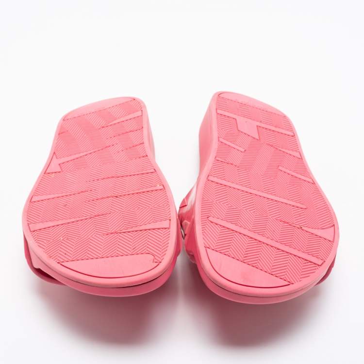 Pre Owned Jimmy Choo Pink Rubber Flat Slides Size 38