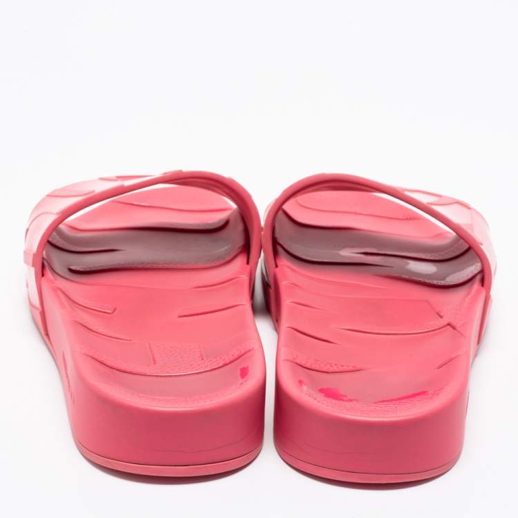 Pre Owned Jimmy Choo Pink Rubber Flat Slides Size 38