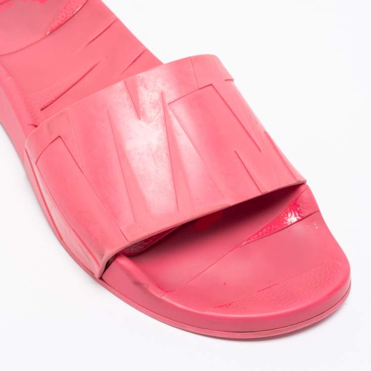 Pre Owned Jimmy Choo Pink Rubber Flat Slides Size 38