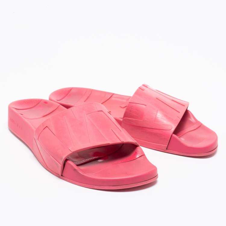 Pre Owned Jimmy Choo Pink Rubber Flat Slides Size 38