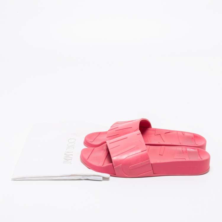 Pre Owned Jimmy Choo Pink Rubber Flat Slides Size 38