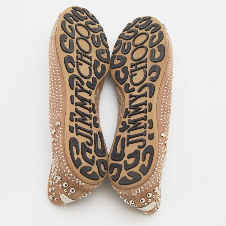 Pre Owned Jimmy Choo Beige Suede Sudded Ballet Flat Size 39